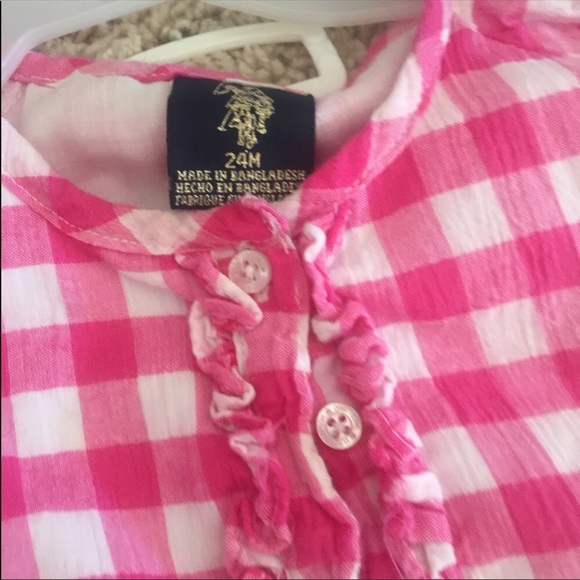 US Polo Girls Denim Onesie Skirt  and plaid top - Picture 8 of 8